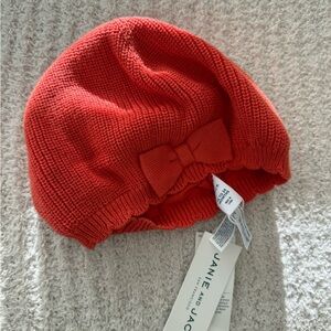 NWT Janie and Jack Orange Knit Bow Beanie